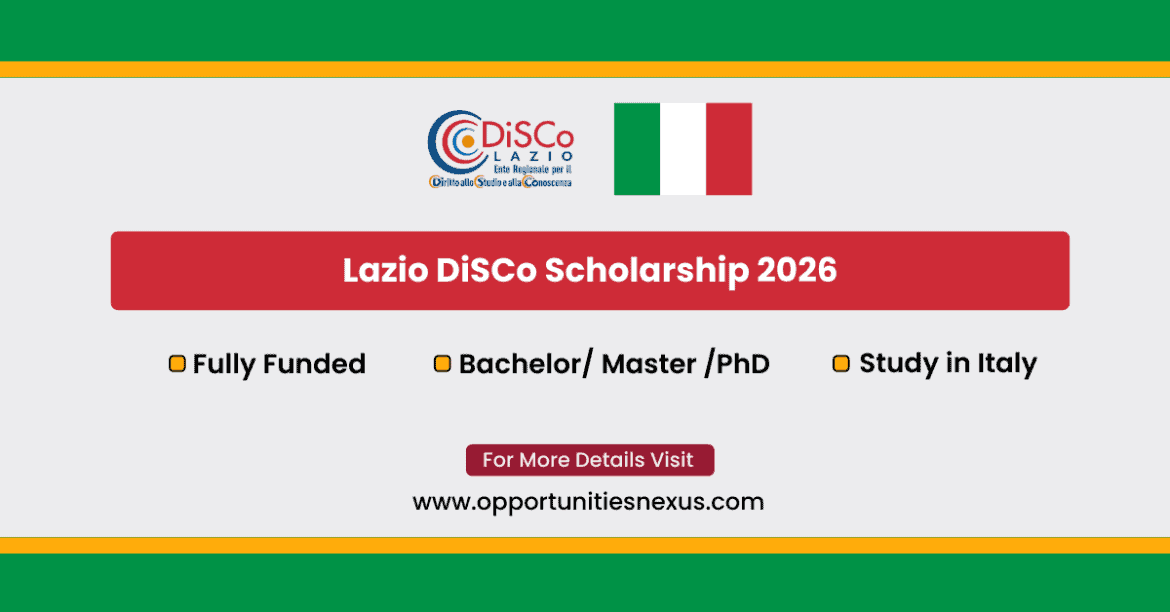 Lazio DiSCo Scholarship 2026 for international students in Italy