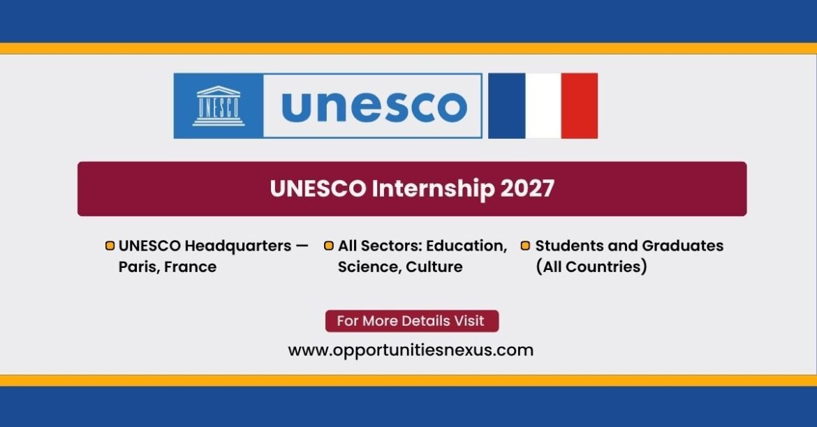 UNESCO Internship 2027 Paris Headquarters Field Offices worldwide students graduates 1-6 months Education Sciences Culture Communication
