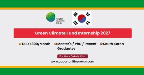 Green Climate Fund Internship 2027 USD 1300 month free health insurance round trip flights Songdo South Korea all nationalities opens December 2026