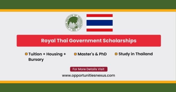 Royal Thai Government Scholarships 2027 at AIT Thailand — tuition, registration fees, accommodation and a living bursary for Master’s and Doctoral study